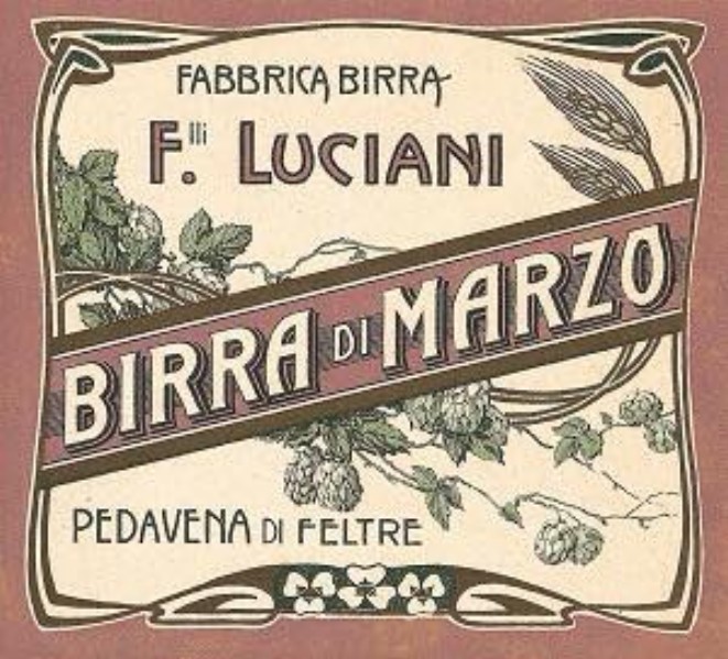 68) 1930 - Altra etichetta in stile floreale che risale agli anni ‘30, con la rappresentazione del fiore delle piante di luppolo e delle spighe d’orzo. Dedicata alla birra di Marzo.jpg