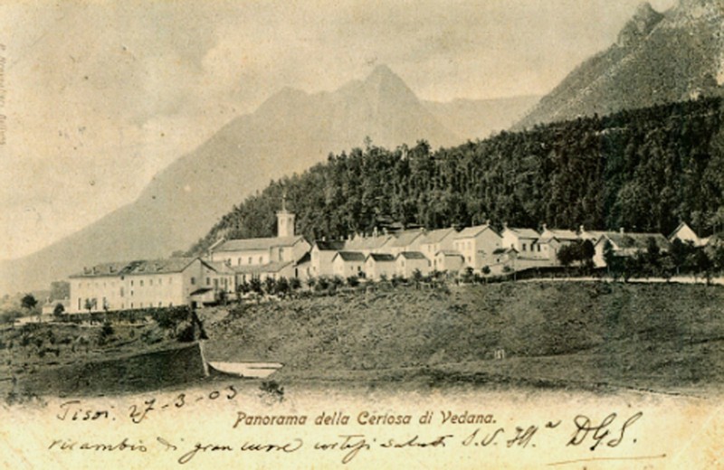 37) Panorama della Certosa di Vedana Cartolina viaggiata nel 1903.jpg