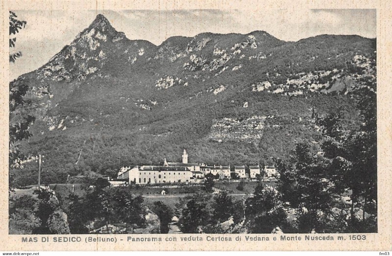 51) Cartolina storica - Panorama con veduta Certosa di Vedana e monte Nusieda m. 1503.jpg