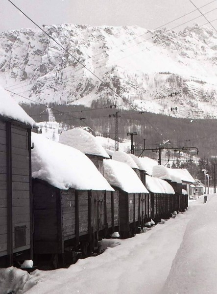 75b) Cortina - La stazione dopo una copiosa nevicata. 28 Dicembre 1959..jpg