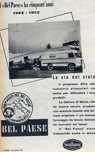 18..Il bel paese ha cinquant'anni...  pubblicità con aereo e camion anno 1952.jpg