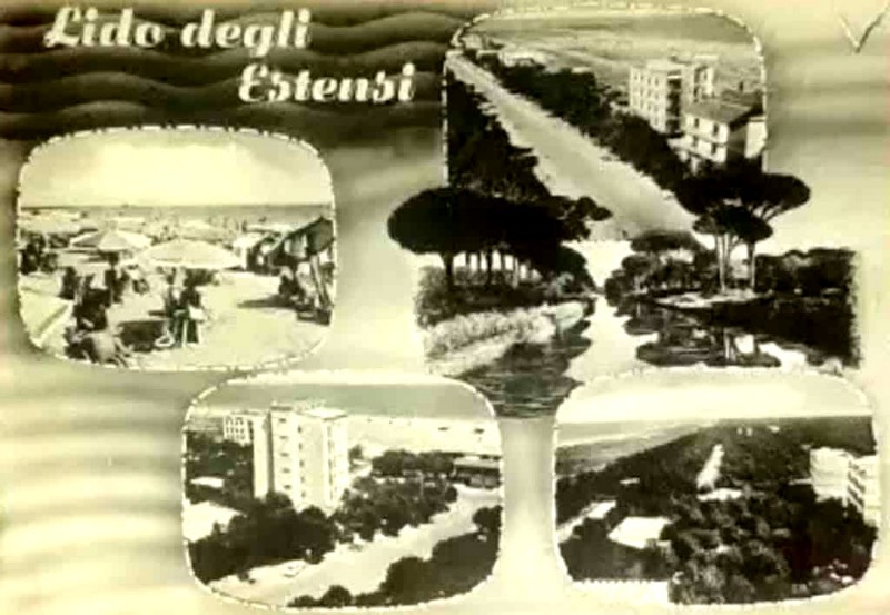 150) Alcuni scorci di Lido degli Estensi ritratti in questa vecchissima cartolina in bianco e nero anni '60..jpg