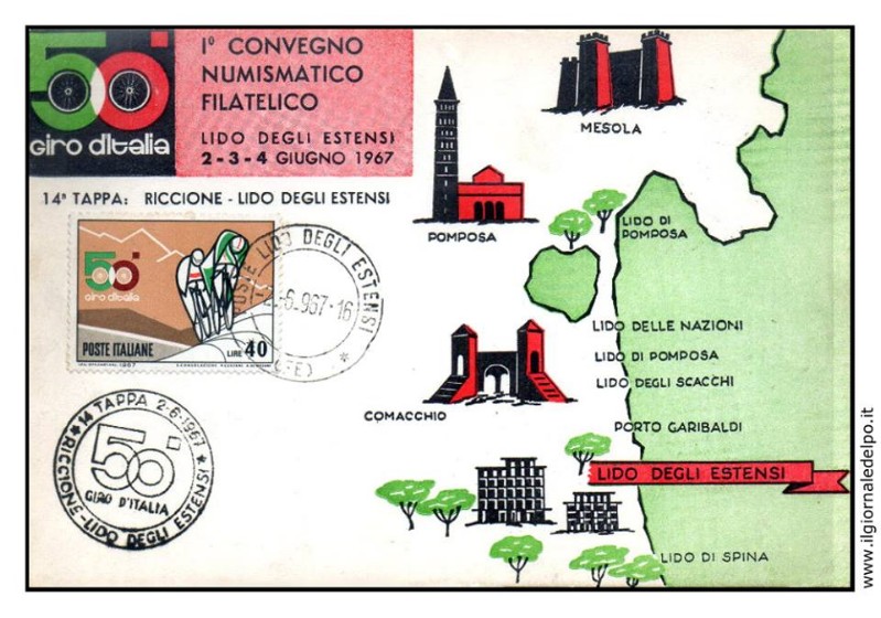 198) Cartolina d'epoca - I° Convegno Numismatico Filatelico - Lido degli Estensi (FE) 1967 - Copia (2).jpg