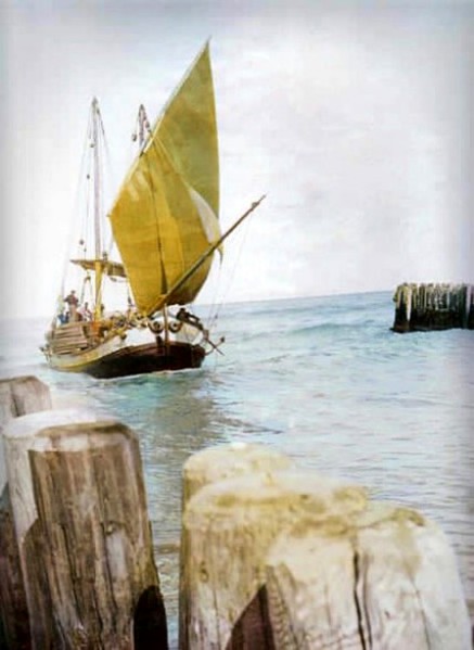 122) -L'entrata del porto di Magnavacca (attuale Portogaribaldi) nel 1910, notare come fosse stretta l'apertura del porto canale con la famosa Palà..jpg