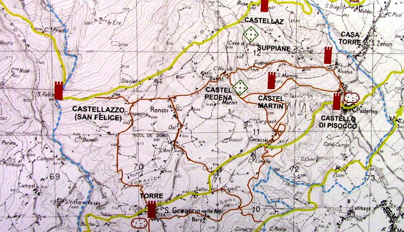 14a) mappa sulla presenza di castelli, torri o cippi nelle zone limitrofe a Roncoi..jpg