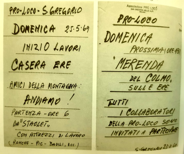 101-Una delle prime realizzazioni della Pro Loco di San Gregorio fu proprio la sistemazione della Casera Ere, l'iniziativa partì il 25 Maggio 1969.jpg