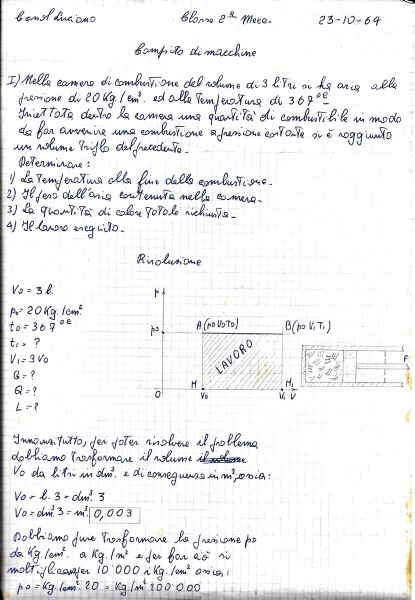 9c) Scuola di Porto Garibaldi - Compito di motori nel 1964 con il prof. Valerio Galeazzi in seguito rimasti amici..jpg