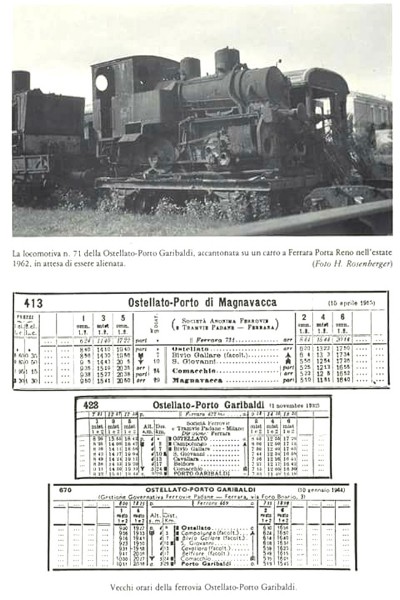 15e-La locomotiva n.71 della linea Ostellato-Portogaribaldi nel 1962 in attesa della demolizione con i vari orari della linea Ostellato-Magnavacca nel 1915 e Ostellato-Portogaribaldi nel 1930 e 1944!!!.jpg