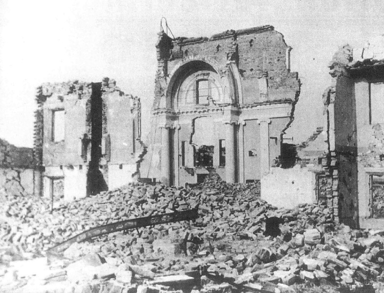 152-Porto Garibaldi-La vecchia chiesa di Magnavacca andata distrutta dai bombardamenti del 1944.jpg